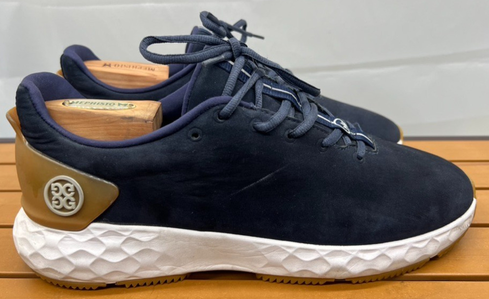 G/Fore G4 x Peter Millar Navy Blue White Nubuck Leather Golf Shoes Mens US 10